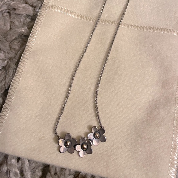 Retired James Avery Playful Blossom Flower Necklace 925 & 14K RARE! - Picture 1 of 5